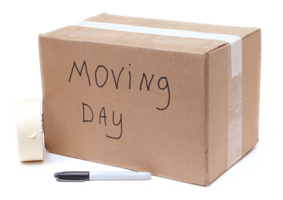 A box is written as Moving Day