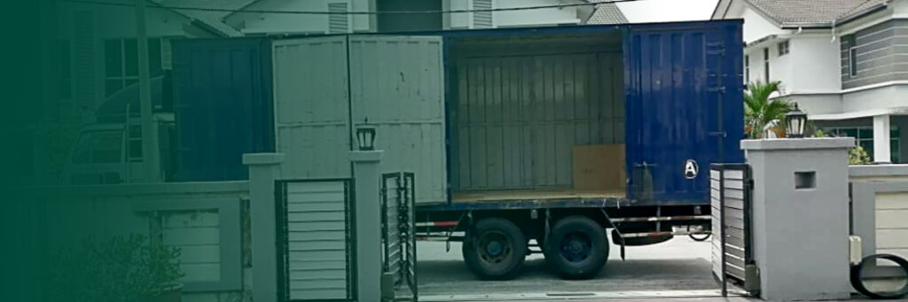 A lorry in front client house